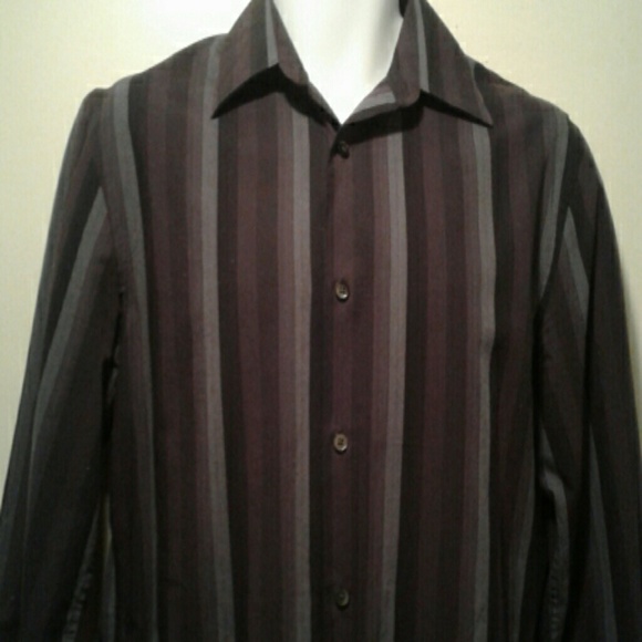 Perry Ellis men's button down shirt purple stripe - Picture 2 of 8
